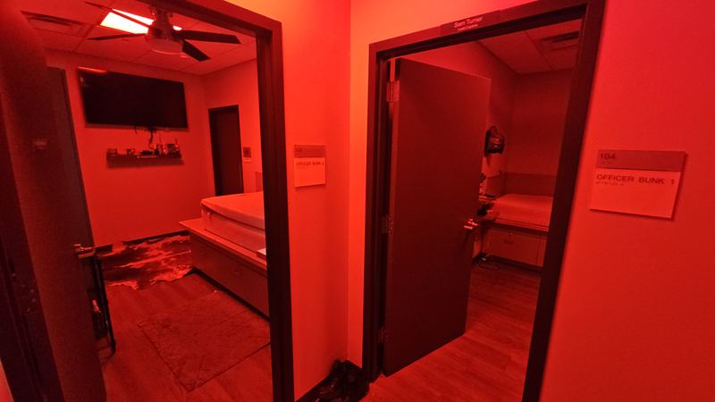Bunk room in alert red